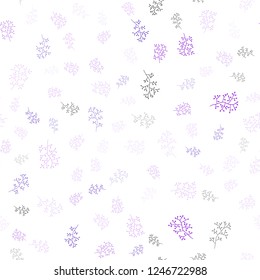 Light Purple, Pink vector seamless abstract backdrop with leaves, branches. Brand new colored illustration with leaves and branches. Pattern for trendy fabric, wallpapers.