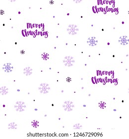 Light Purple, Pink vector seamless pattern with christmas snowflakes. Shining colorful illustration with snow in christmas style. Pattern for design of window blinds, curtains.