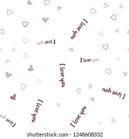 Light Purple, Pink vector seamless cover with Shining hearts. Hearts on blurred abstract background with colorful gradient. Pattern can be used for valentine's ad, booklets.