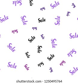 Light Purple, Pink vector seamless pattern with sale signs. Gradient illustration with discount signs on white backdrop. Backdrop for super sales on Black Friday.