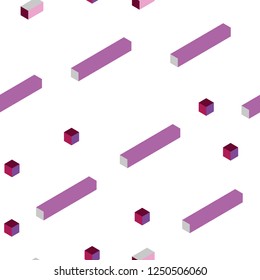 Light Purple, Pink vector seamless, isometric layout with lines, rectangles. Modern abstract illustration with colorful rectangles. Template for business cards, websites.