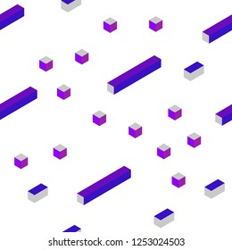 Light Purple, Pink vector seamless, isometric texture in rectangular style. Illustration with set of colorful rectangles. Template for business cards, websites.
