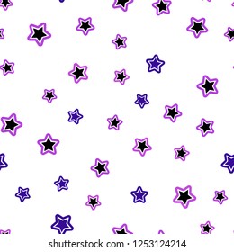 Light Purple, Pink vector seamless texture with beautiful stars. Decorative shining illustration with stars on abstract template. Design for textile, fabric, wallpapers.