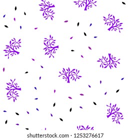 Light Purple, Pink vector seamless abstract design with leaves, branches. Shining colored illustration with leaves and branches. Design for wallpaper, fabric makers.