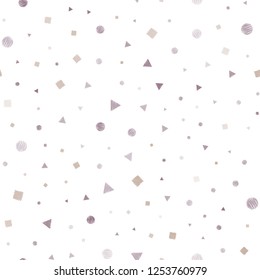 Light Purple, Pink vector seamless cover with polygonal style with circles. Abstract gradient illustration with circles, triangles, cubes. Pattern for design of window blinds, curtains.
