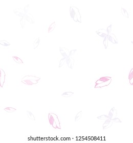 Light Purple, Pink vector seamless doodle template with leaves. Decorative illustration with doodles on abstract template. Trendy design for wallpaper, fabric makers.