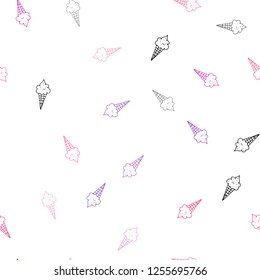 Light Purple, Pink vector seamless pattern with cold ice-cream. Decorative illustration with ice-cream on abstract template. Pattern for menu of cafes and restaurants.
