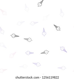 Light Purple, Pink vector seamless pattern with cold ice-cream. Illustration with set of delicious sweet ice-cream cones. Pattern for ads of breakfast, lunch, dinner.