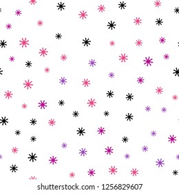 Light Purple, Pink vector seamless layout with bright snowflakes. Colorful snowflakes with gradient on abstract background. Template for business cards, websites.
