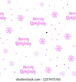 Light Purple, Pink vector seamless pattern with christmas snowflakes. Modern geometrical abstract illustration with snowflakes. Pattern for trendy fabric, wallpapers.