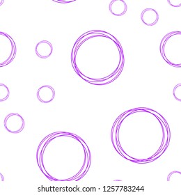 Light Purple, Pink vector seamless template with circles. Glitter abstract illustration with blurred drops of rain. Texture for window blinds, curtains.