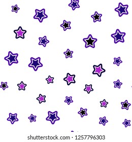 Light Purple, Pink vector seamless layout with bright stars. Glitter abstract illustration with colored stars. Design for textile, fabric, wallpapers.