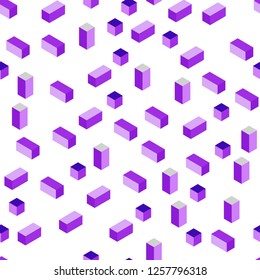 Light Purple, Pink vector seamless, isometric texture in rectangular style. Decorative design in abstract style with rectangles. Pattern for design of fabric, wallpapers.