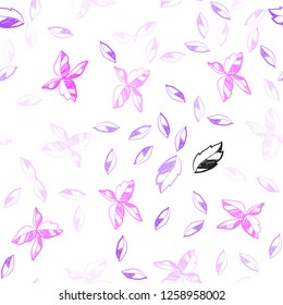 Light Purple, Pink vector seamless doodle template with leaves. Colorful illustration in doodle style with leaves. Pattern for design of window blinds, curtains.