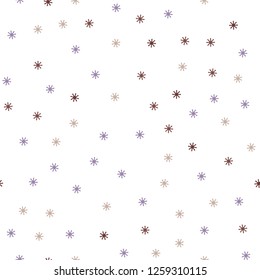 Light Purple, Pink vector seamless layout with bright snowflakes. Shining colorful illustration with snow in christmas style. Texture for window blinds, curtains.
