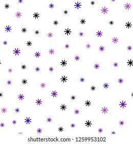 Light Purple, Pink vector seamless cover with beautiful snowflakes. Modern geometrical abstract illustration with snowflakes. Pattern for design of fabric, wallpapers.