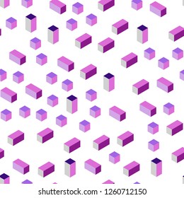 Light Purple, Pink vector seamless, isometric background with rectangles. Abstract gradient illustration with rectangles. Design for wallpaper, fabric makers.