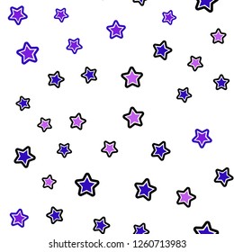 Light Purple, Pink vector seamless background with colored stars. Glitter abstract illustration with colored stars. Design for textile, fabric, wallpapers.