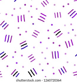 Light Purple, Pink vector seamless texture with elements of lines. Decorative abstract design of repeating lines, circles. Design for textile, fabric, wallpapers.