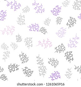 Light Purple, Pink vector seamless abstract background with branches. Glitter abstract illustration with leaves and branches. Pattern for design of fabric, wallpapers.
