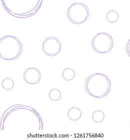 Light Purple, Pink vector seamless layout with circle shapes. Glitter abstract illustration with blurred drops of rain. Pattern for design of fabric, wallpapers.