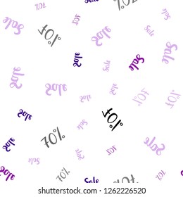 Light Purple, Pink vector seamless cover with symbols of 70 % sales. Illustration with signs of sales on abstract template. Backdrop for super sales on Black Friday.