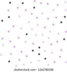 Light Purple, Pink vector seamless template with ice snowflakes. Colorful decorative design in xmas style with snow. Texture for window blinds, curtains.