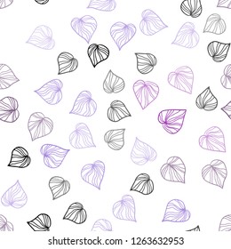 Light Purple, Pink vector seamless elegant template with leaves. leaves on elegant natural pattern with gradient. Pattern for design of window blinds, curtains.