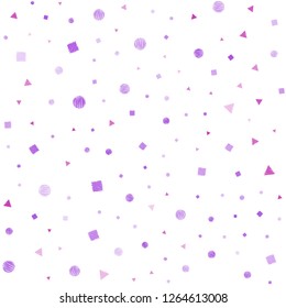 Light Purple, Pink vector seamless pattern with polygonal style with circles. Illustration with colorful circles, triangles, rectangles. Template for business cards, websites.