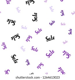 Light Purple, Pink vector seamless texture with selling simbols. Abstract illustration with colorful gradient symbols of sales. Template for season sales, shopping ads.