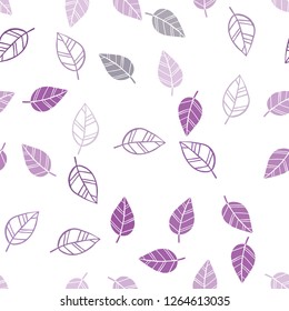 Light Purple, Pink vector seamless doodle pattern with leaves. New colorful illustration in doodle style with leaves. Pattern for design of fabric, wallpapers.