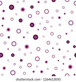 Light Purple, Pink vector seamless pattern with spheres. Blurred bubbles on abstract background with colorful gradient. Design for textile, fabric, wallpapers.