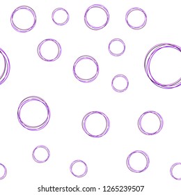 Light Purple, Pink vector seamless layout with circle shapes. Blurred bubbles on abstract background with colorful gradient. Design for textile, fabric, wallpapers.