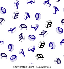 Light Purple, Pink vector seamless pattern with 3D ABC symbols. Abstract illustration with 3D ABC symbols. Pattern for design of fabric, wallpapers.