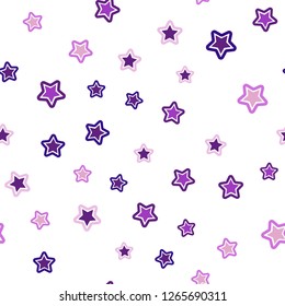 Light Purple, Pink vector seamless background with colored stars. Stars on blurred abstract background with gradient. Design for wallpaper, fabric makers.