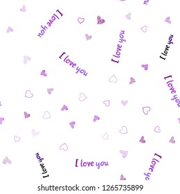 Light Purple, Pink vector seamless template with doodle hearts. Illustration with hearts in love concept for valentine's day. Beautiful design for your business advert of anniversary.