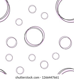 Light Purple, Pink vector seamless template with circles. Abstract illustration with colored bubbles in nature style. Pattern for design of fabric, wallpapers.