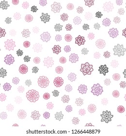 Light Purple, Pink vector seamless layout with bright snowflakes. Modern geometrical abstract illustration with crystals of ice. Design for textile, fabric, wallpapers.