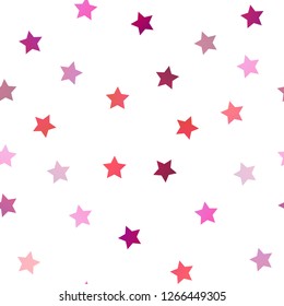 Light Purple, Pink vector seamless layout with bright stars. Shining colored illustration with stars. The pattern can be used for new year ad, booklets.