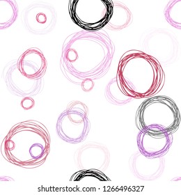 Light Purple, Pink vector seamless cover with spots. Abstract illustration with colored bubbles in nature style. Texture for window blinds, curtains.