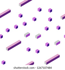 Light Purple, Pink vector seamless, isometric backdrop with rhombus. Abstract gradient illustration with rectangles. Texture for window blinds, curtains.