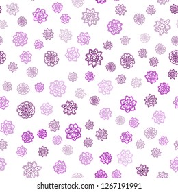 Light Purple, Pink vector seamless texture with colored snowflakes. Modern geometrical abstract illustration with crystals of ice. Template for business cards, websites.