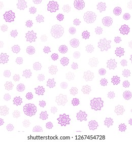 Light Purple, Pink vector seamless texture with colored snowflakes. Decorative shining illustration with snow on abstract template. Design for textile, fabric, wallpapers.