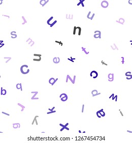 Light Purple, Pink vector seamless texture with ABC characters. Modern geometrical illustration with ABC english symbols. Template for business cards, websites.