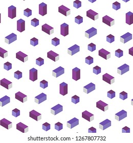 Light Purple, Pink vector seamless, isometric layout with lines, rectangles. Beautiful illustration with rectangles and squares. Pattern for trendy fabric, wallpapers.