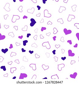 Light Purple, Pink vector seamless texture with lovely hearts. Glitter abstract illustration with colorful hearts in romantic style. Beautiful design for your business advert of anniversary.