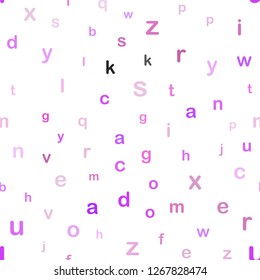 Light Purple, Pink vector seamless layout with latin alphabet. Shining colorful illustration with isolated letters. Design for textile, fabric, wallpapers.