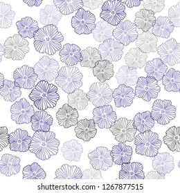 Light Purple, Pink vector seamless doodle layout with flowers. An elegant bright illustration with flowers. Design for textile, fabric, wallpapers.