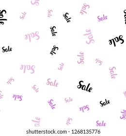 Light Purple, Pink vector seamless layout with discount words. Shining colorful illustration with isolated selling prices. Pattern for ads, posters, banners of sales.