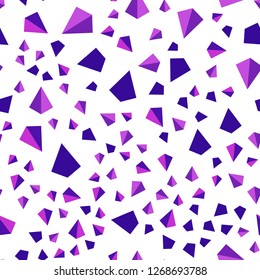 Light Purple, Pink vector seamless, isometric template with crystals, triangles. Illustration with set of colorful triangles. Design for textile, fabric, wallpapers.